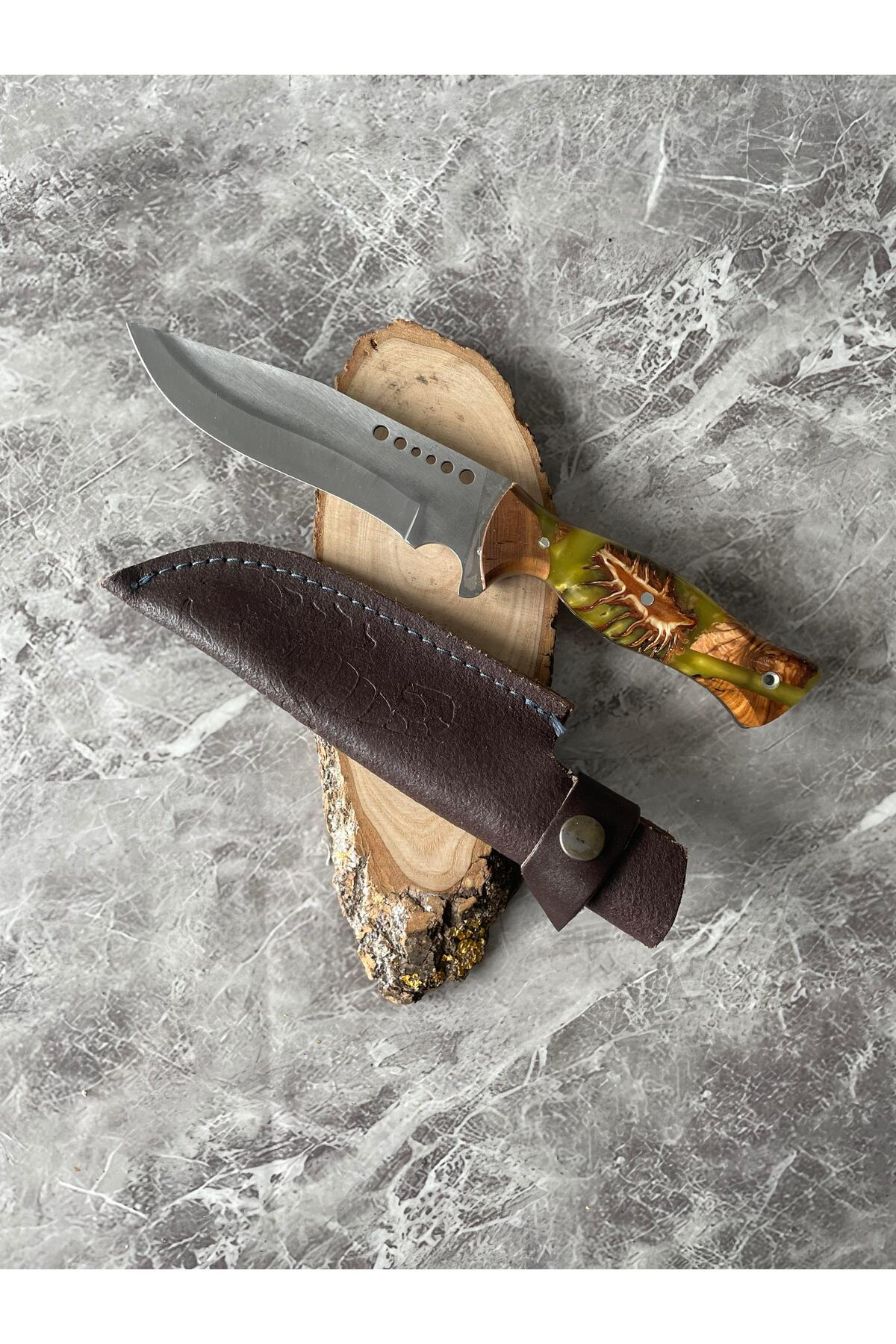 Kozalak Hibrit Açık Yeşil Epoksi Kabze Kamp Bıçağı –Outdoor, Hedi