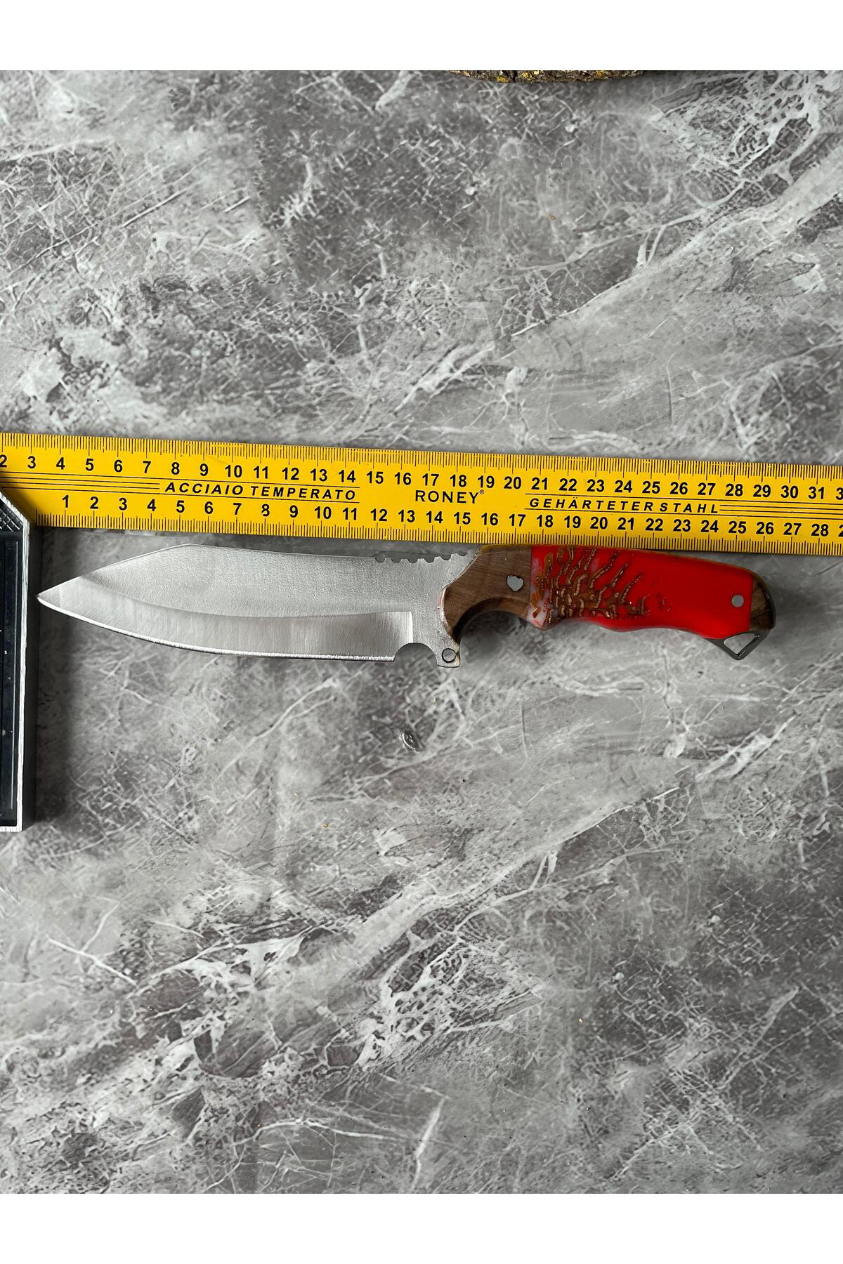 Kozalak Hibrit Kırmızı Epoksi Kabze Kamp Bıçağı – Outdoor, Hediye