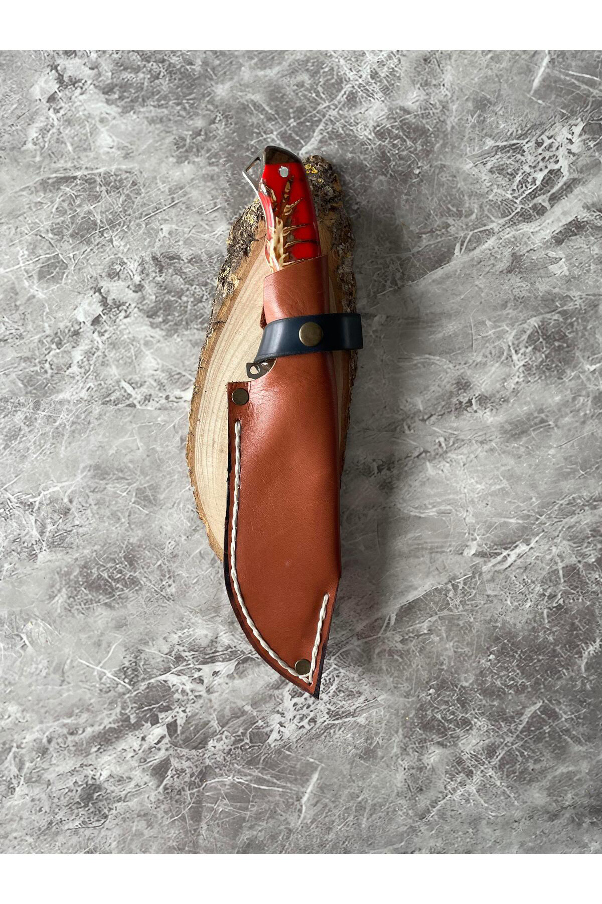 Kozalak Hibrit Kırmızı Epoksi Kabze Kamp Bıçağı – Outdoor, Hediye