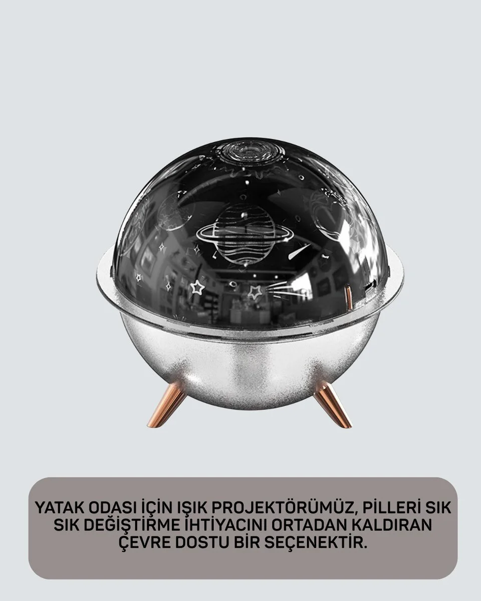 Kozmik Işık Efektli Projeksiyonlu Nemlendirici Gece Işığı