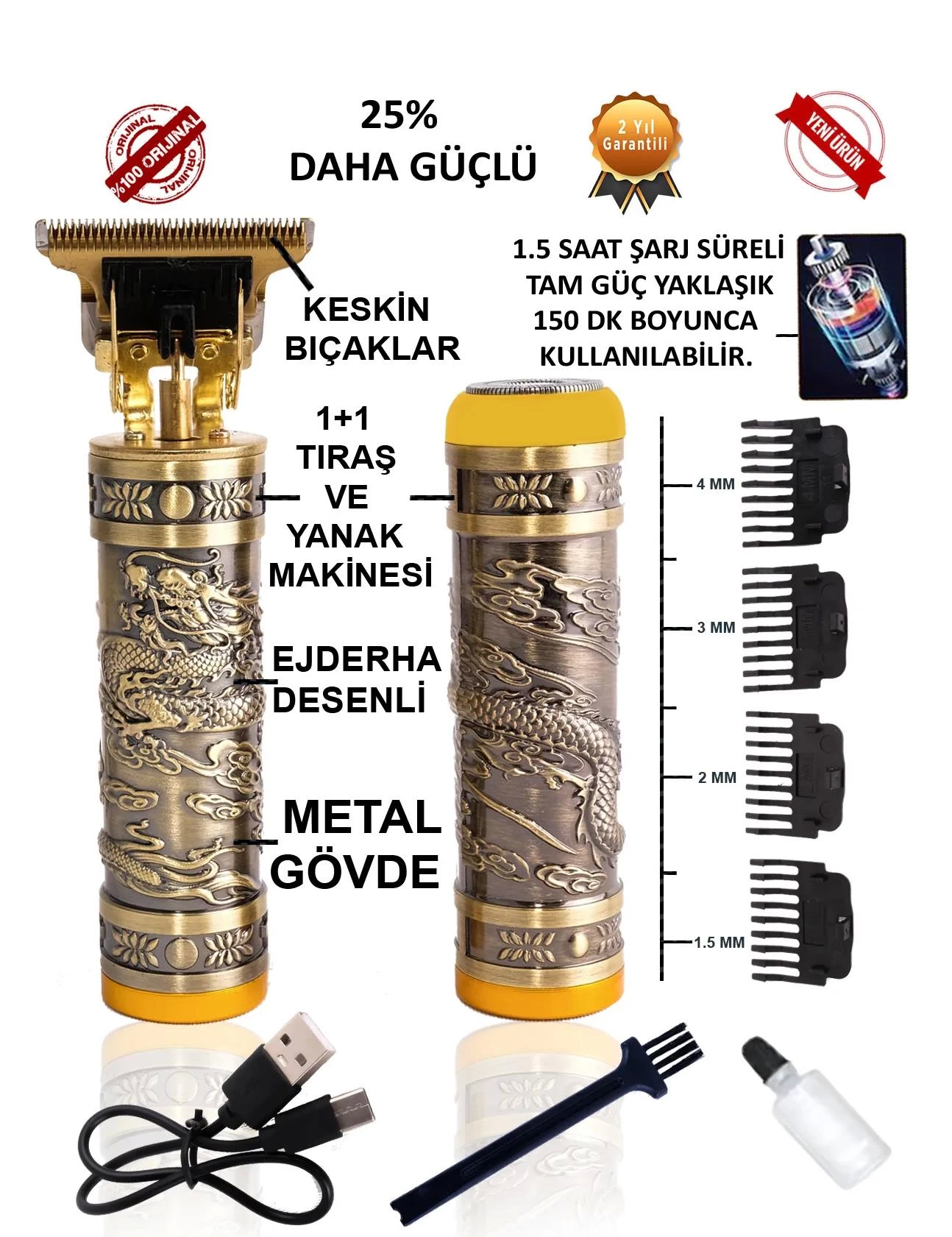 Just Cheap Store Kp-2074 2 İn 1 Profosyonel Suya Dayanakli Ense Ve Yanak Makinasi