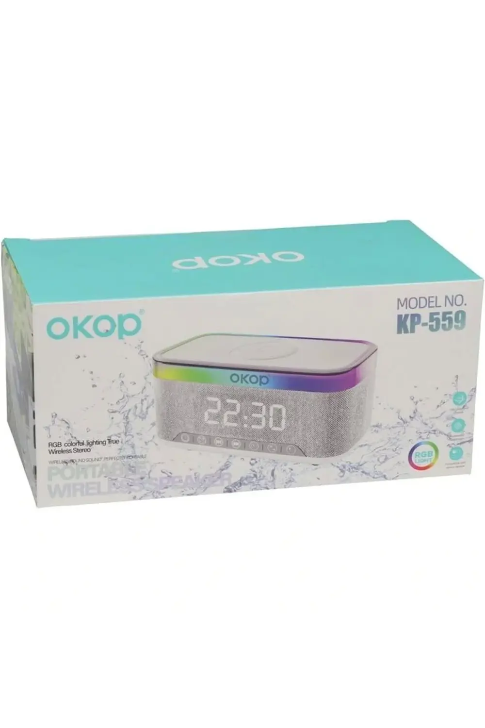 KP-559 OKOP RGB COLORFUL LIGHT WIRELESS SPEAKER SAAT-ŞARJ İSTASYO