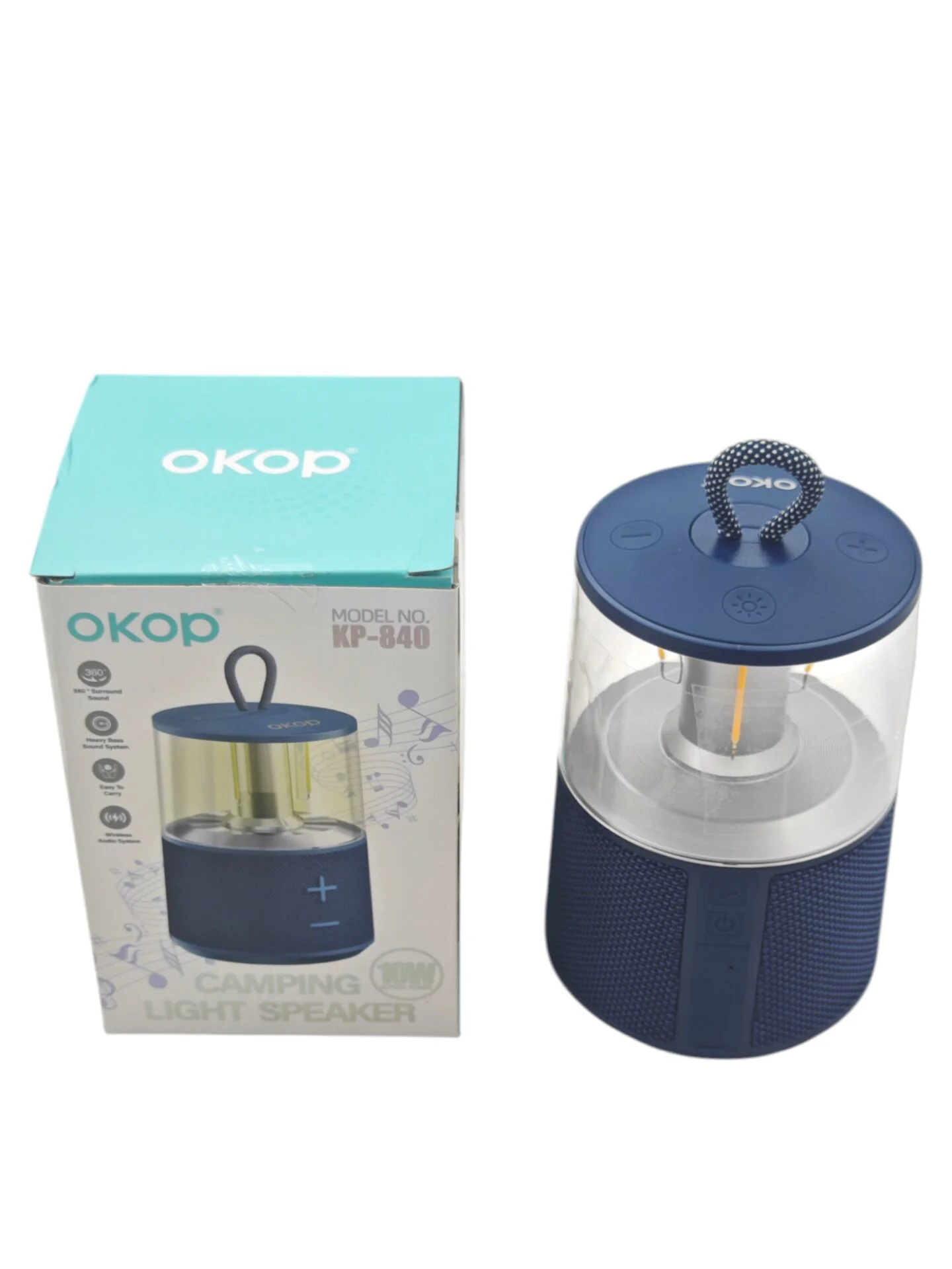 KP-840   Okop Şarjlı Led Işık ve 10W Müzik Kutusu