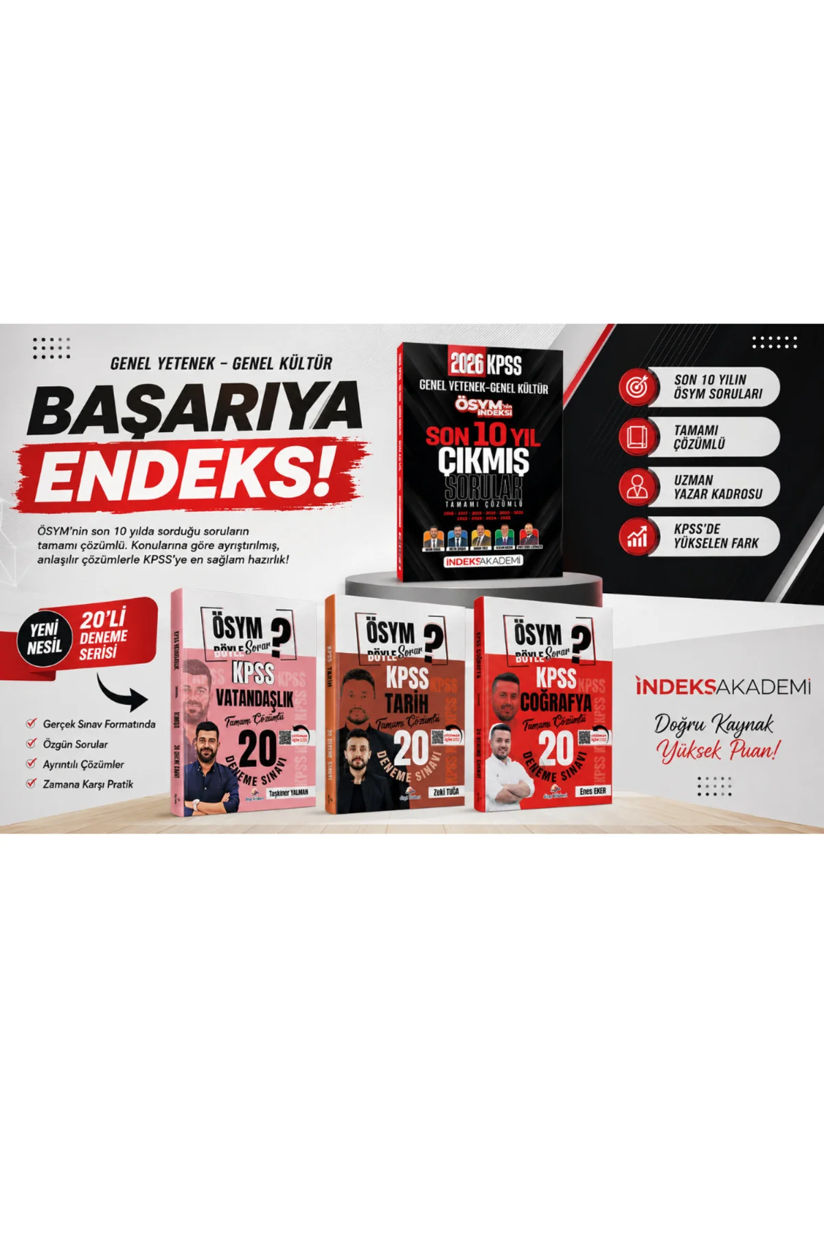 KPSS Tarih, Vatandaşlık, Coğrafya Deneme & İndeks KPSS Çıkmış Sorular Son 10 Yıl Seti
