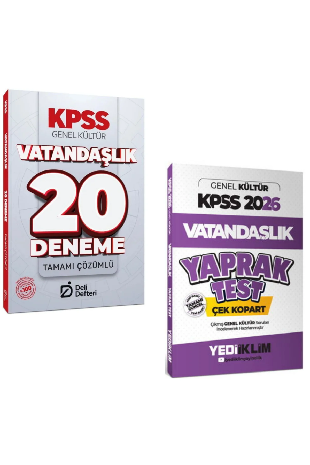 KPSS Vatandaşlık 20 Deneme Çözümlü Deli Defteri Yayınları & KPSS Vatandaşlık Yaprak Test Seti