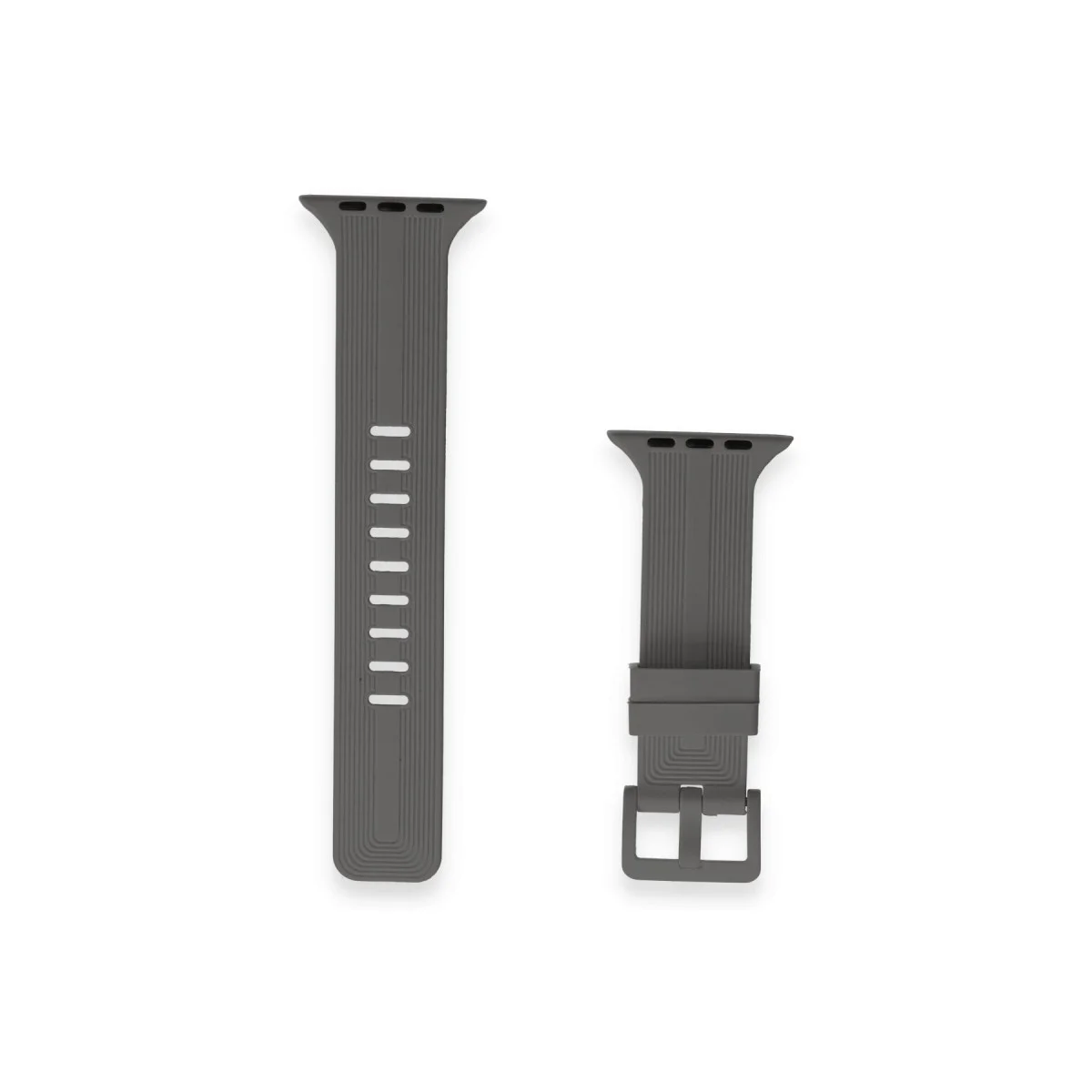 KR408 38mm Çizgili Silikon Kordon - Koyu Gri | Rahat & Dayanıklı