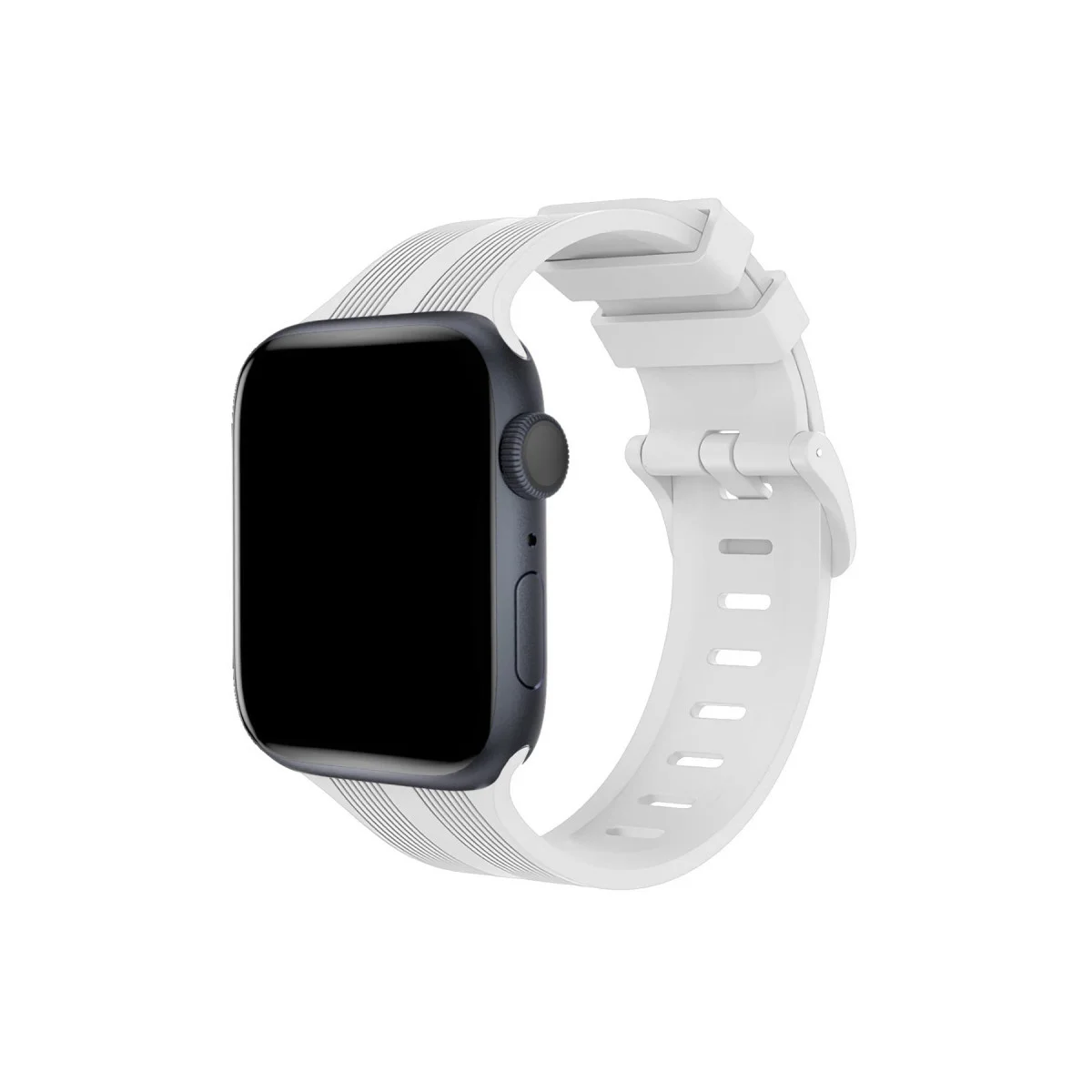 KR408 Çizgili Silikon Kordon 38mm - Beyaz Spor Saat Kordonu