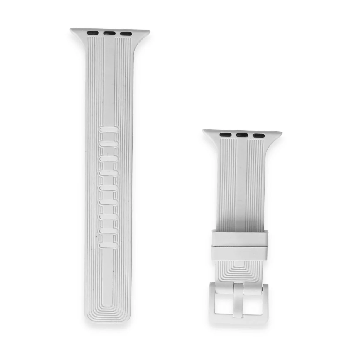 KR408 Çizgili Silikon Kordon 38mm - Beyaz Spor Saat Kordonu