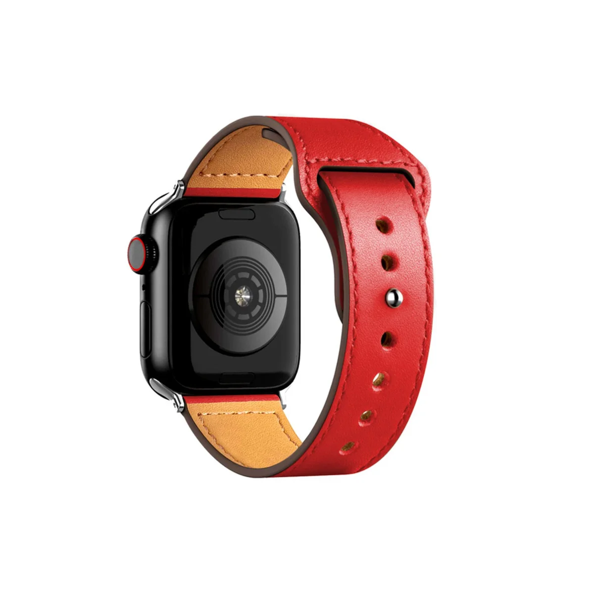 KR415 Luaz Deri Kordon - 42mm Kırmızı Saat Kordonsu