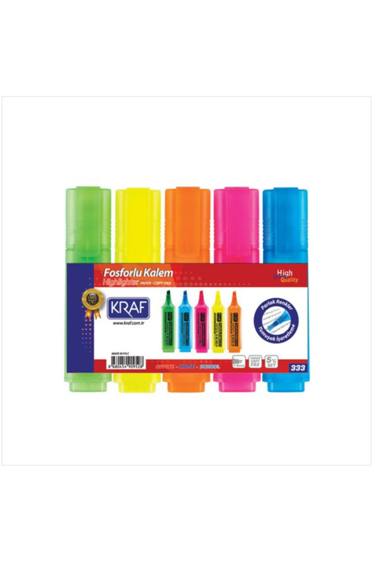Öncü Kırtasiye Reklam Kraf Fosforlu Kalem 5Li Set