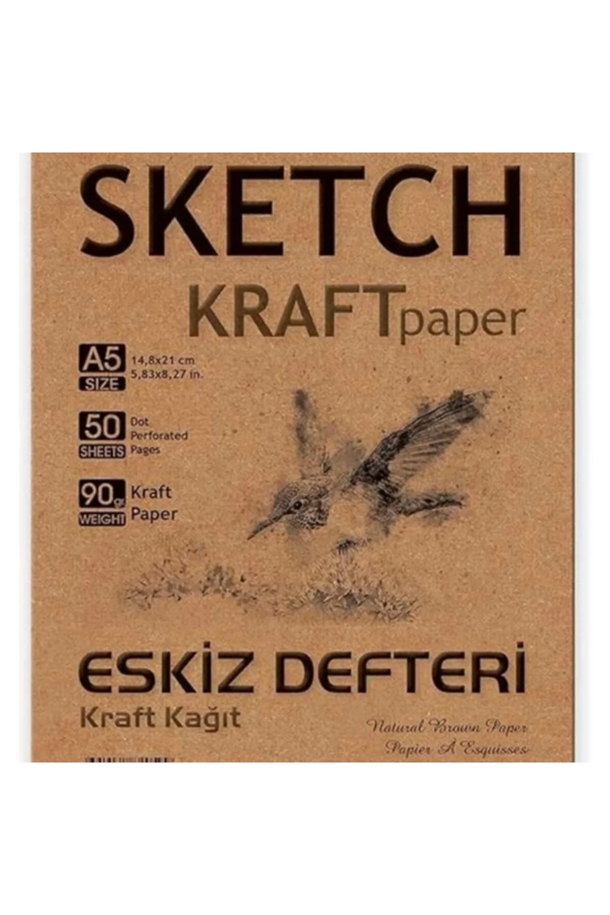 Kraft Kağıt A5 Eskiz Defteri 90 gr. Spiralli 50 Yaprak Sketchbook