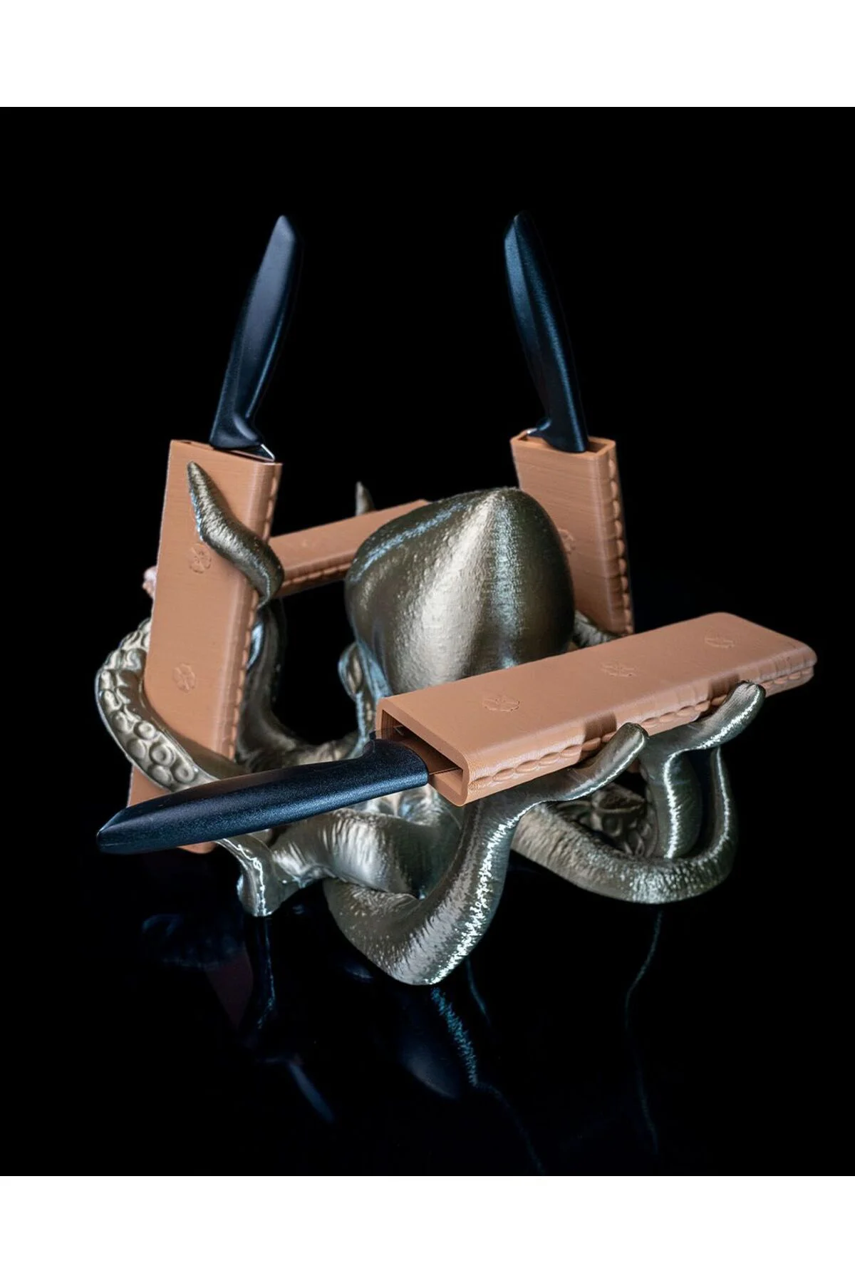 Kraken Kılıflı Bıçak Standı Ahtapot Kolları Bölmeli Bıçaklık Büyük Boy 24CM