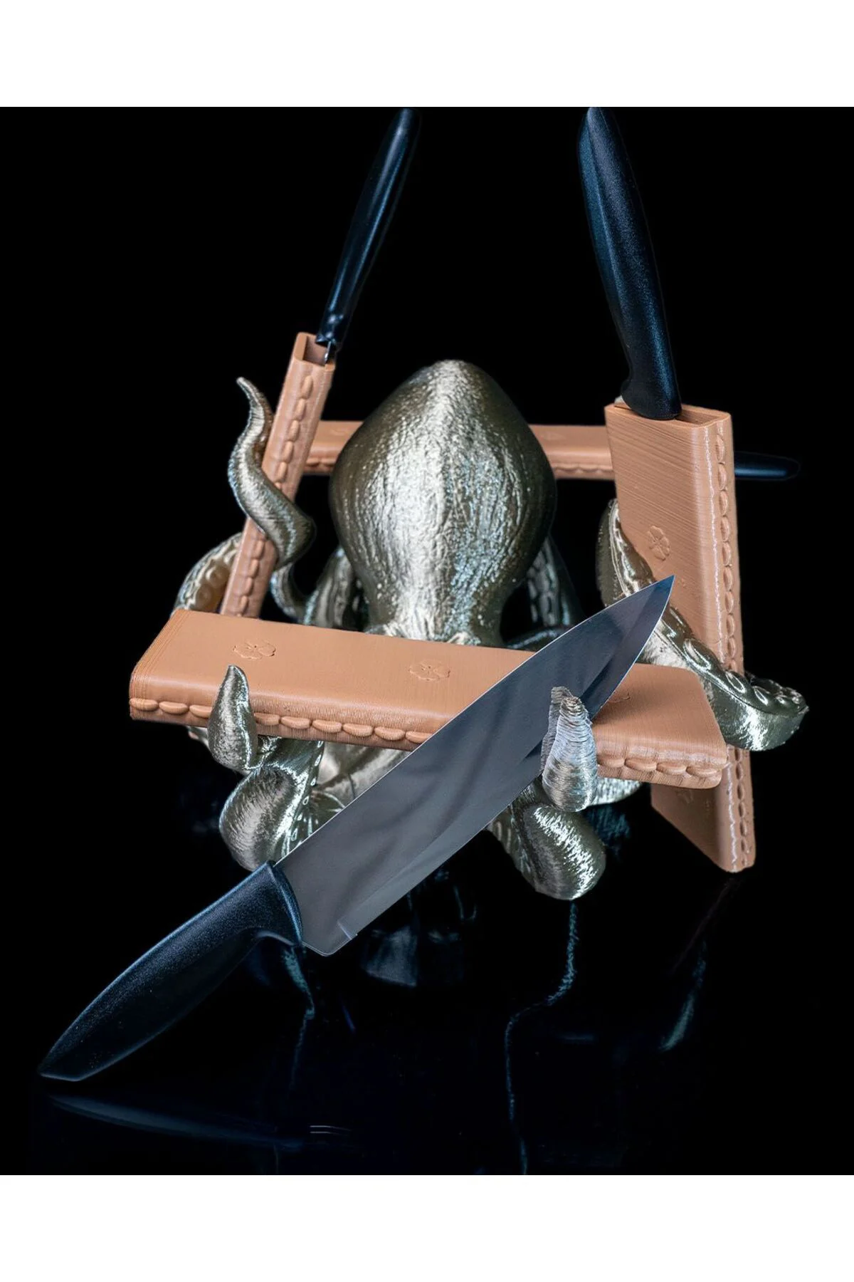 Kraken Kılıflı Bıçak Standı Ahtapot Kolları Bölmeli Bıçaklık Büyük Boy 24CM