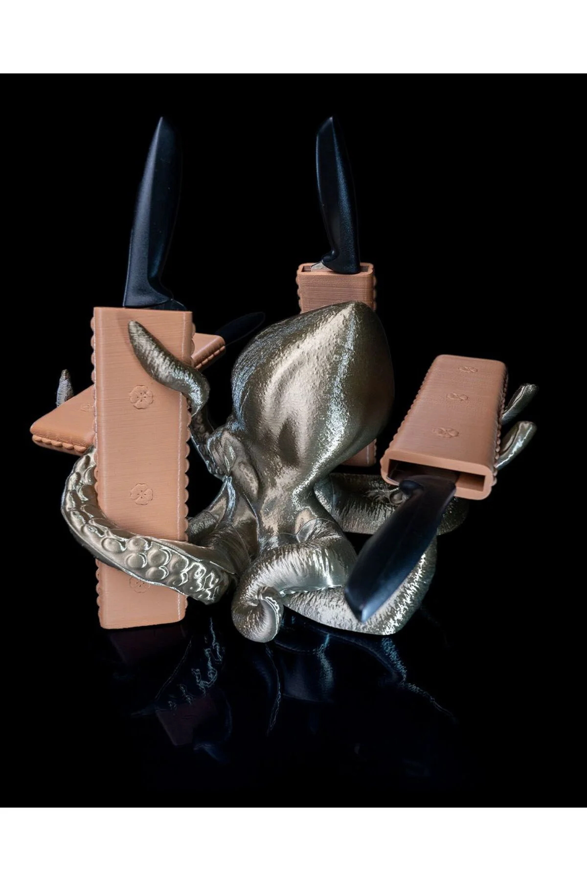 Kraken Kılıflı Bıçak Standı Ahtapot Kolları Bölmeli Bıçaklık Büyük Boy 24CM