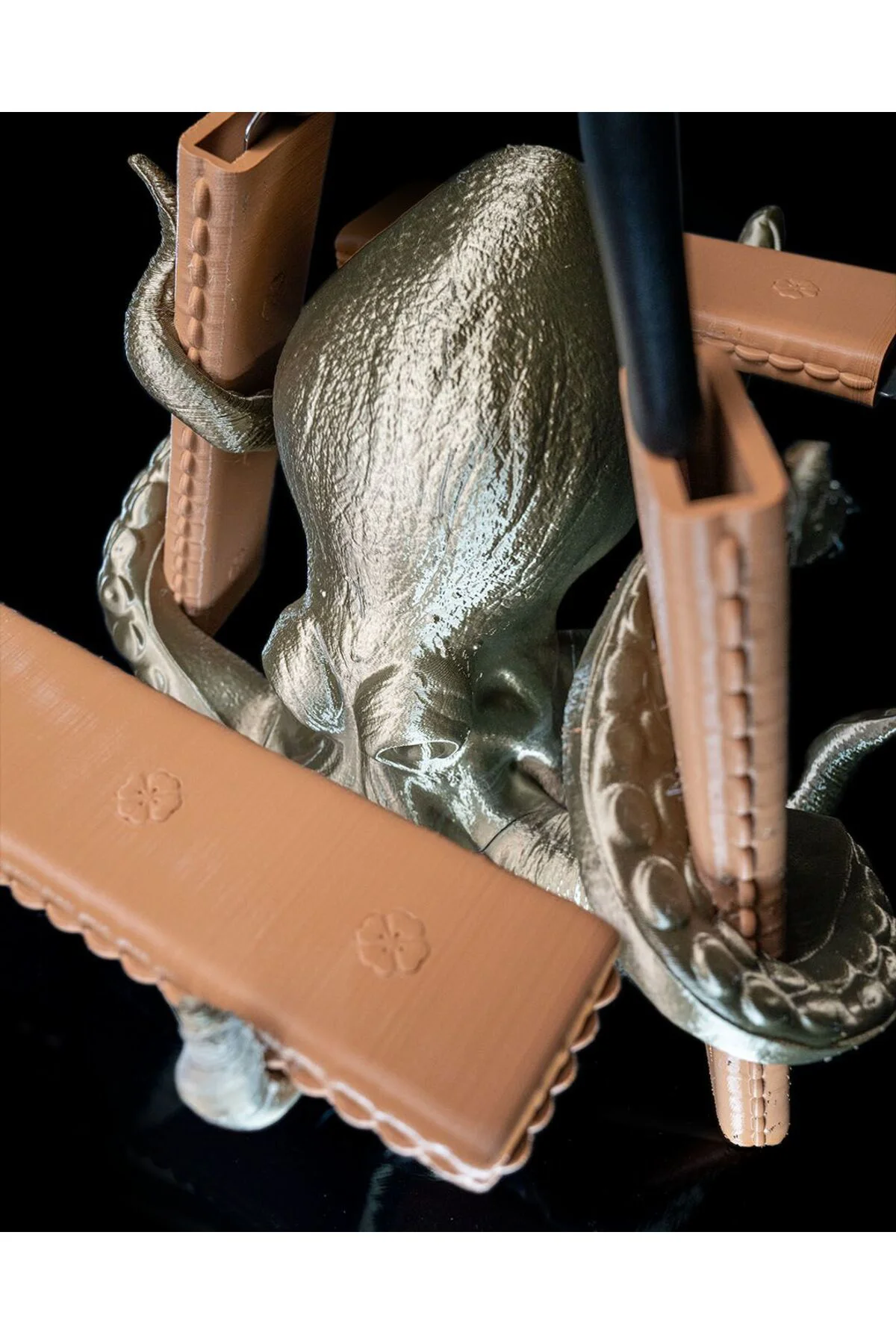 Kraken Kılıflı Bıçak Standı Ahtapot Kolları Bölmeli Bıçaklık Büyük Boy 24CM