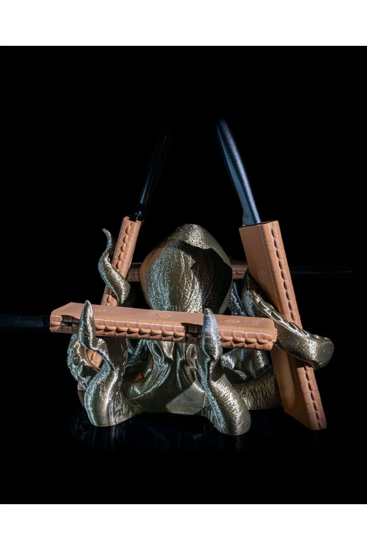 Kraken Kılıflı Bıçak Standı Ahtapot Kolları Bölmeli Bıçaklık Büyük Boy 24CM