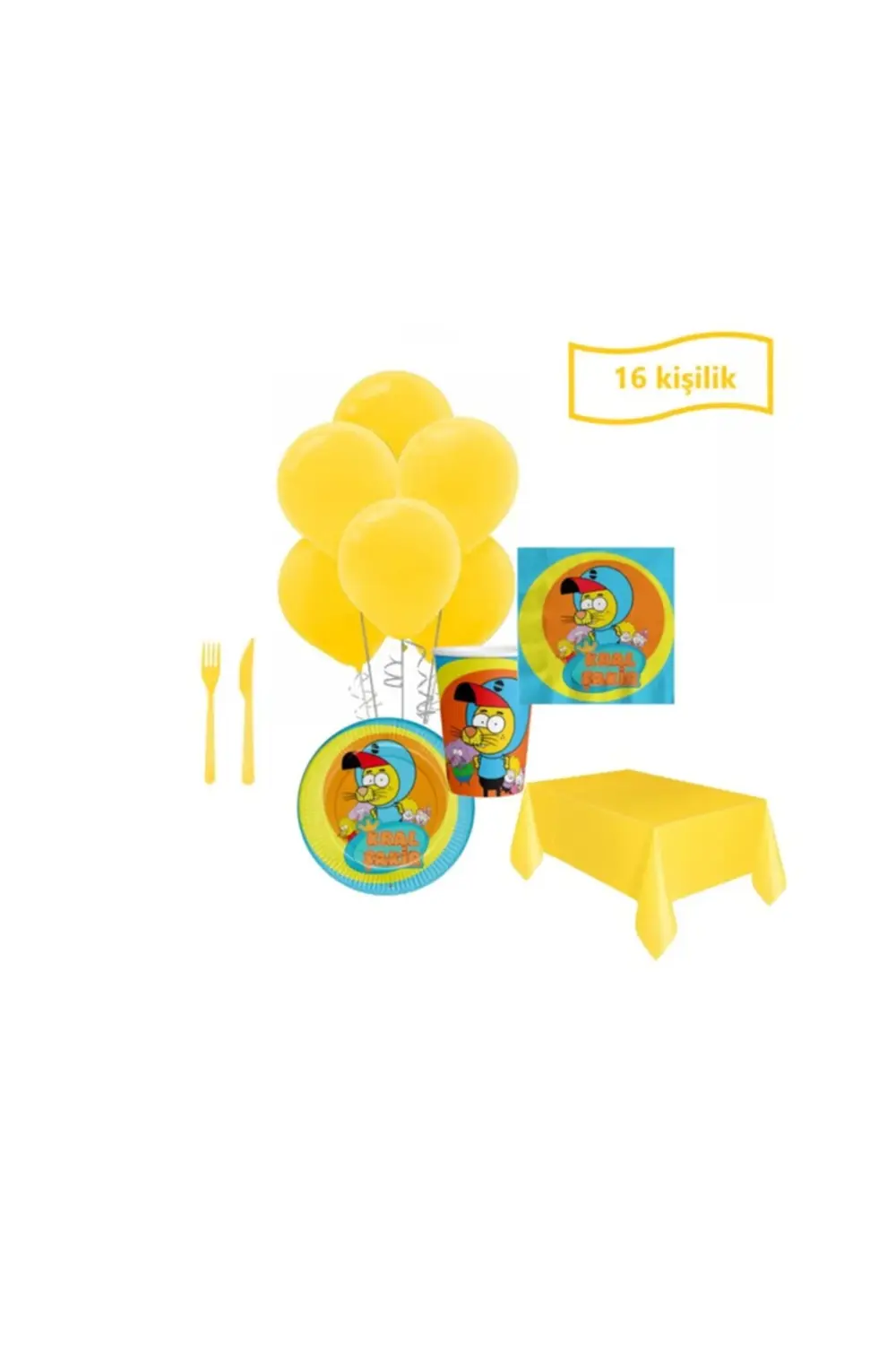 Kral Şakir Kullan At Set Doğum Günü Set Sarı 16 Kişilik