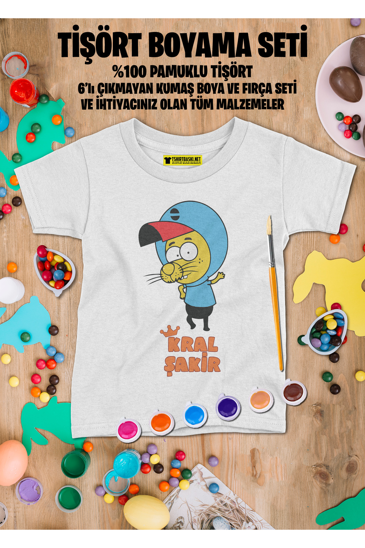 Kral Şakir Tişört Boyama Seti – Çocuk Full Set Fırçalı, Kreatif E