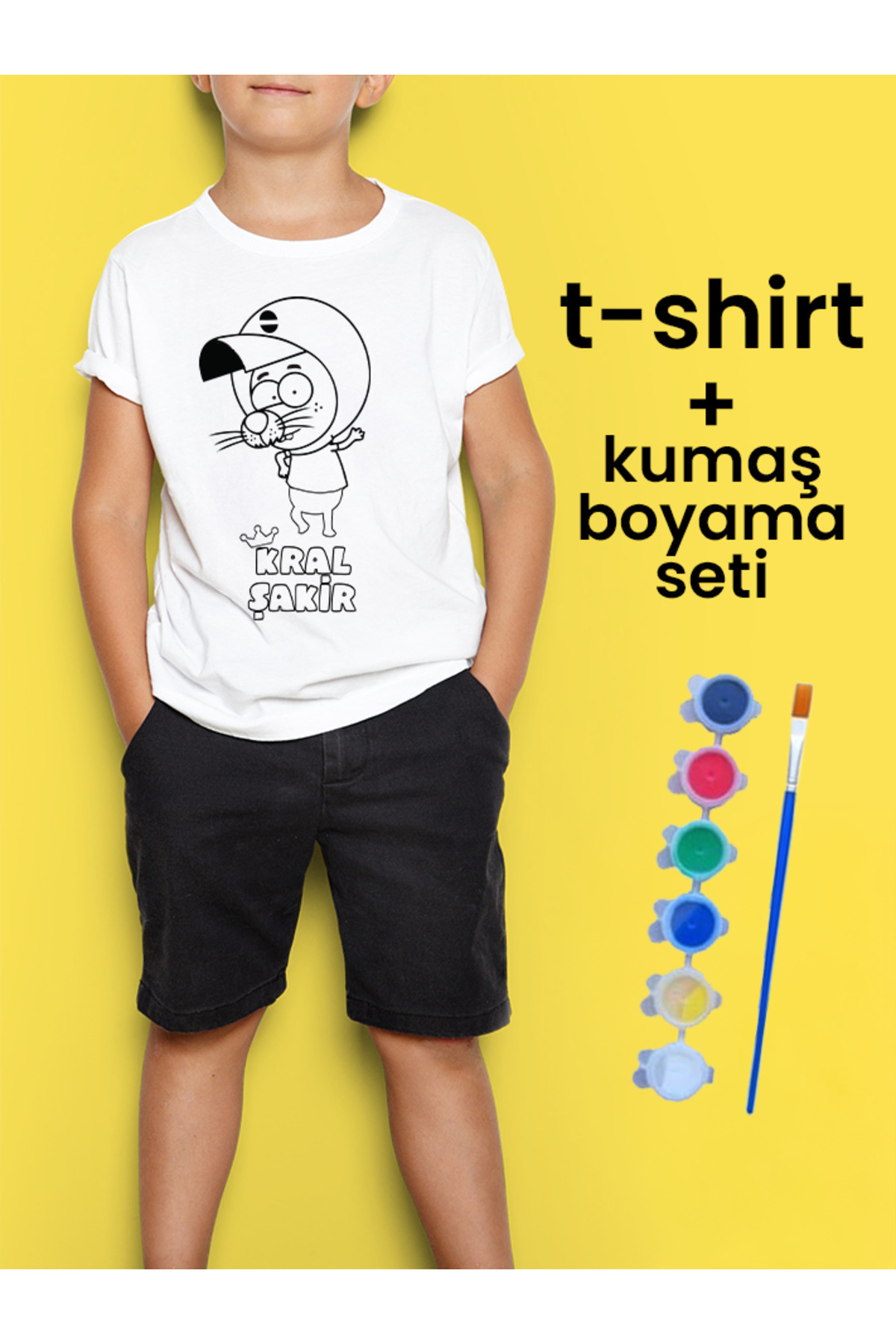 Kral Şakir Tişört Boyama Seti – Çocuk Full Set Fırçalı, Kreatif E