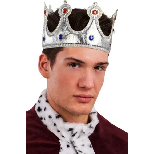 Kral Tacı Gümüş Renk Kumaş Malzeme Yetişkin Boy Kral Tacı Gümüş Renk Kumaş Malzeme Yetişkin Boy