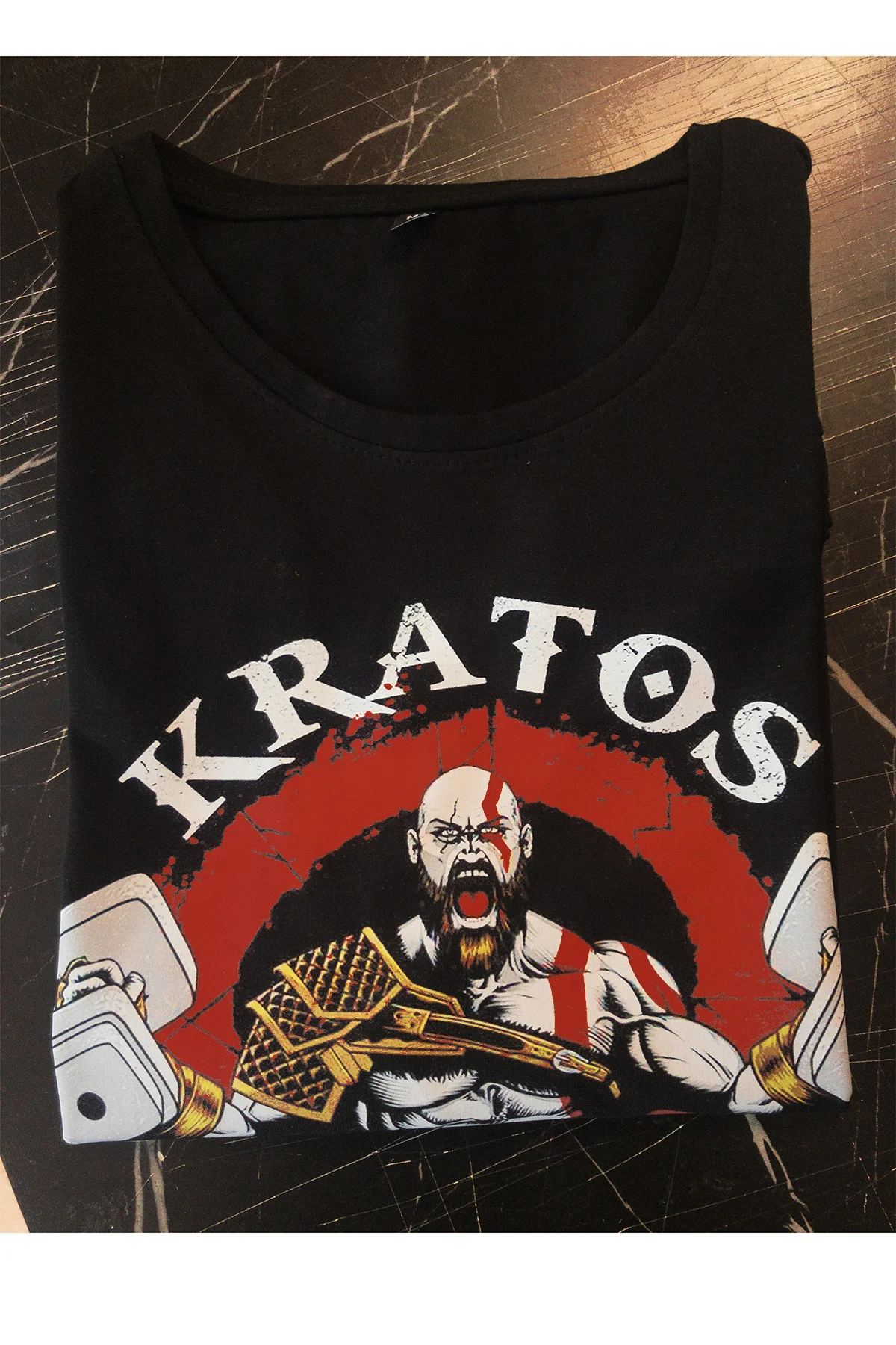 Kratos Gym Baskılı %100 Pamuk Oversize T-shirt Büyük Beden Tişört
