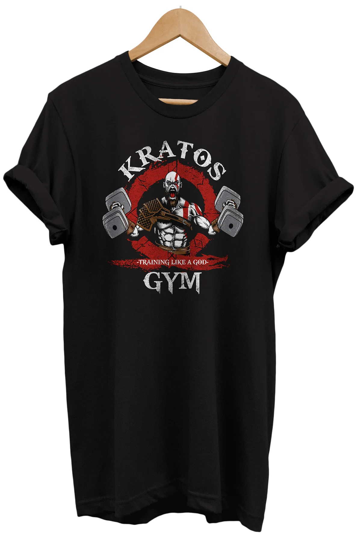 Kratos Gym Baskılı %100 Pamuk Oversize T-shirt Büyük Beden Tişört