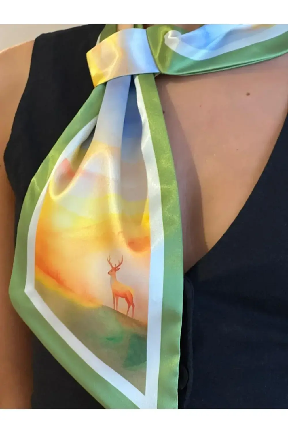 Kravat Eşarp Geyik Desenli