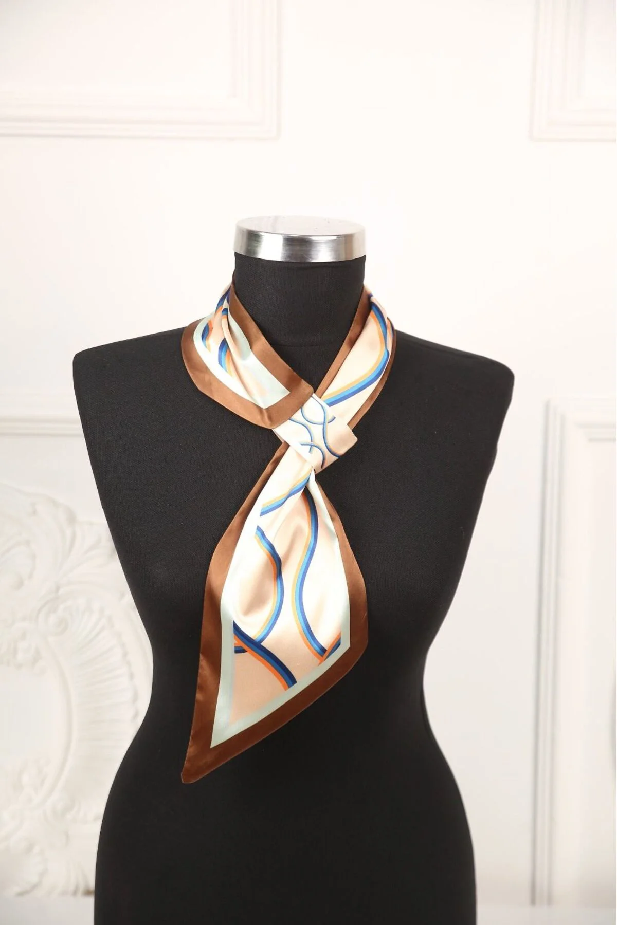 Kravat Eşarp Kahverengi Motif Desen