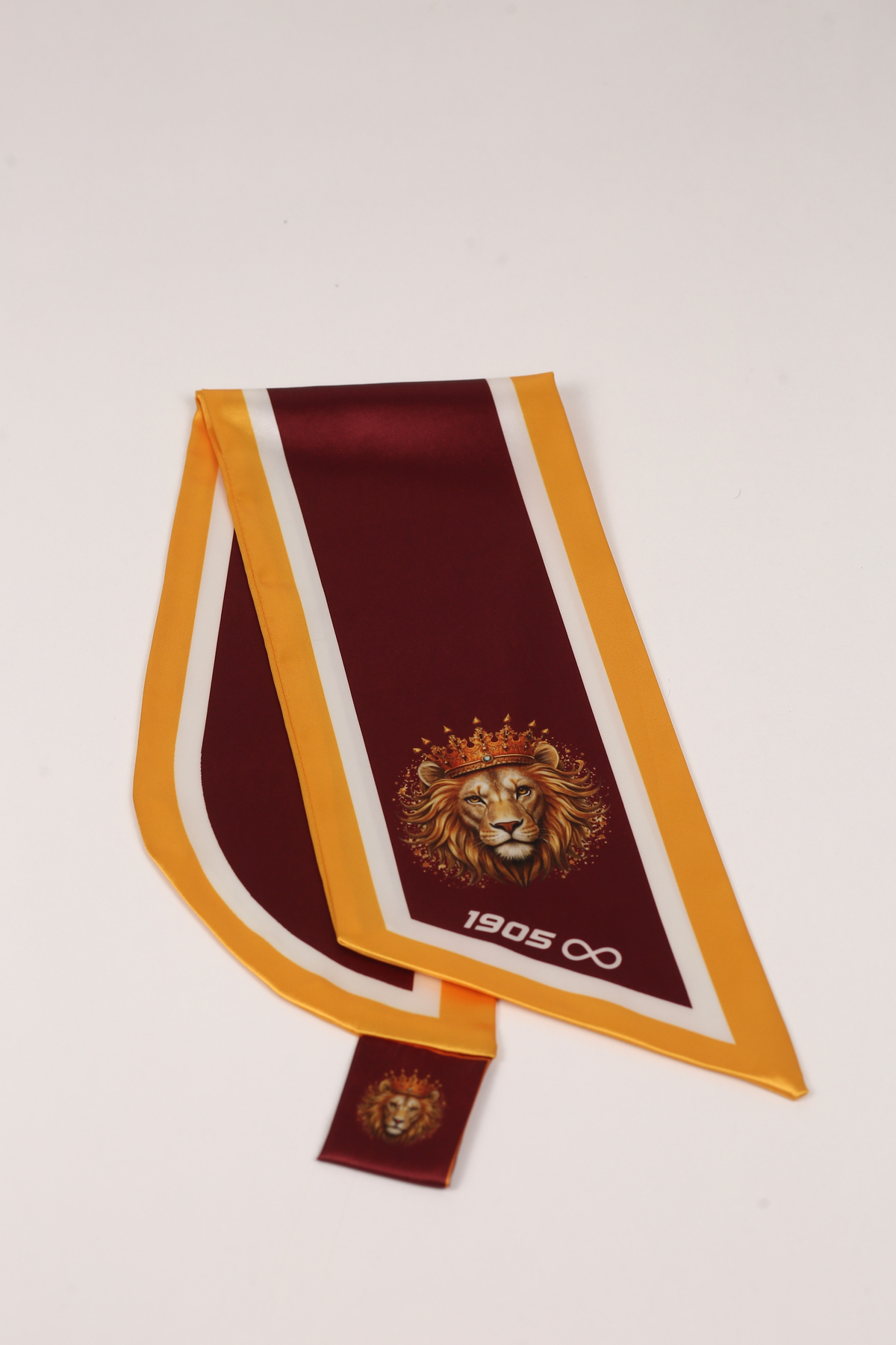 Kravat Eşarp Sarı Kırmızı Aslan Desenli