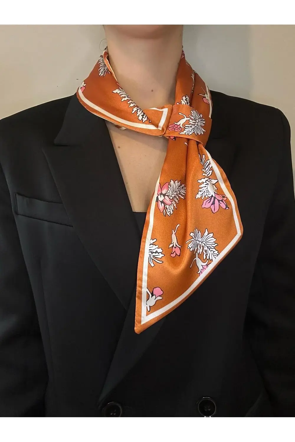 Kravat Eşarp Sarı ve Turuncu Desenli