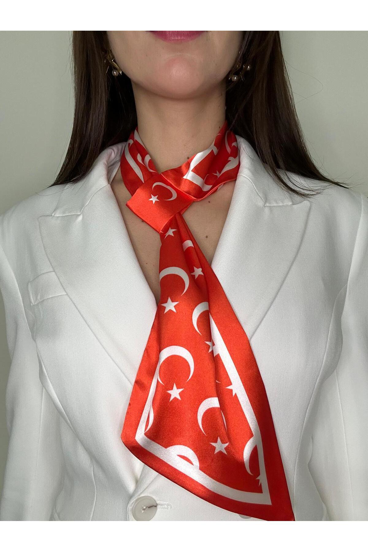 Kravat Eşarp Türk Bayrağı Desenli