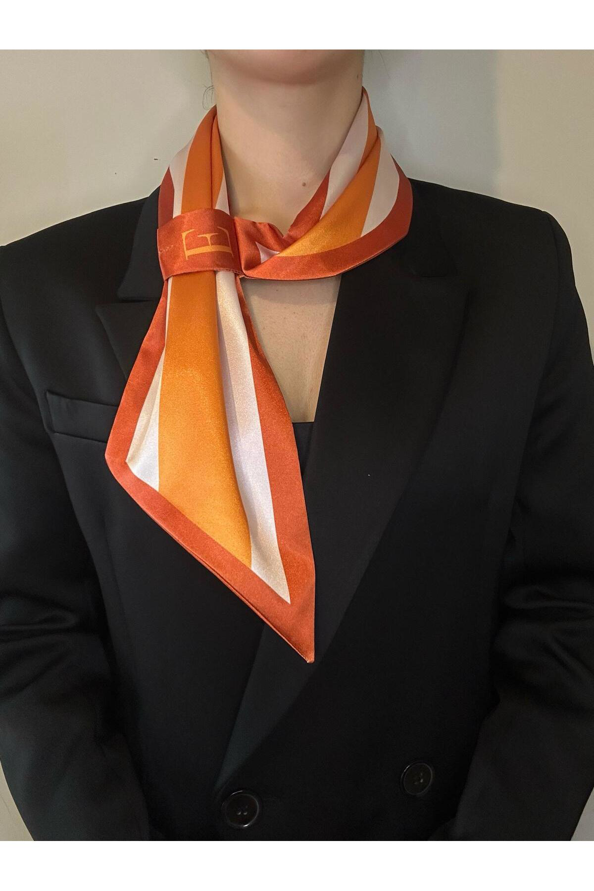 Kravat Eşarp Turuncu E Desenli