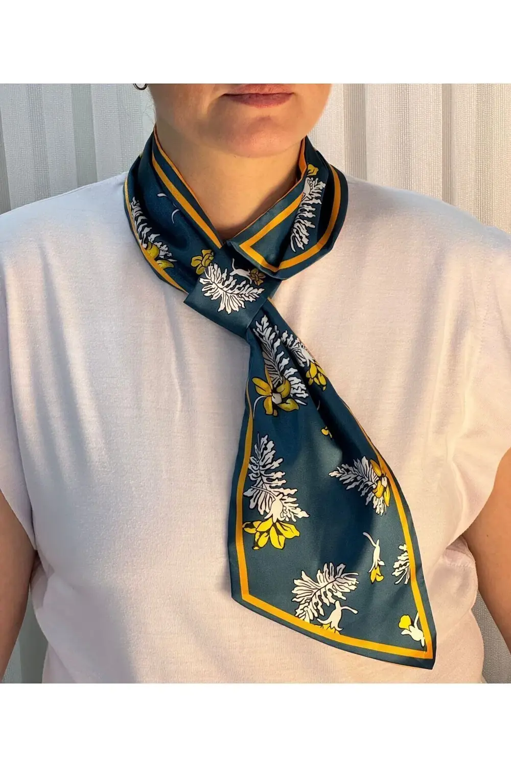 Kravat Eşarp Yeşil Çiçek