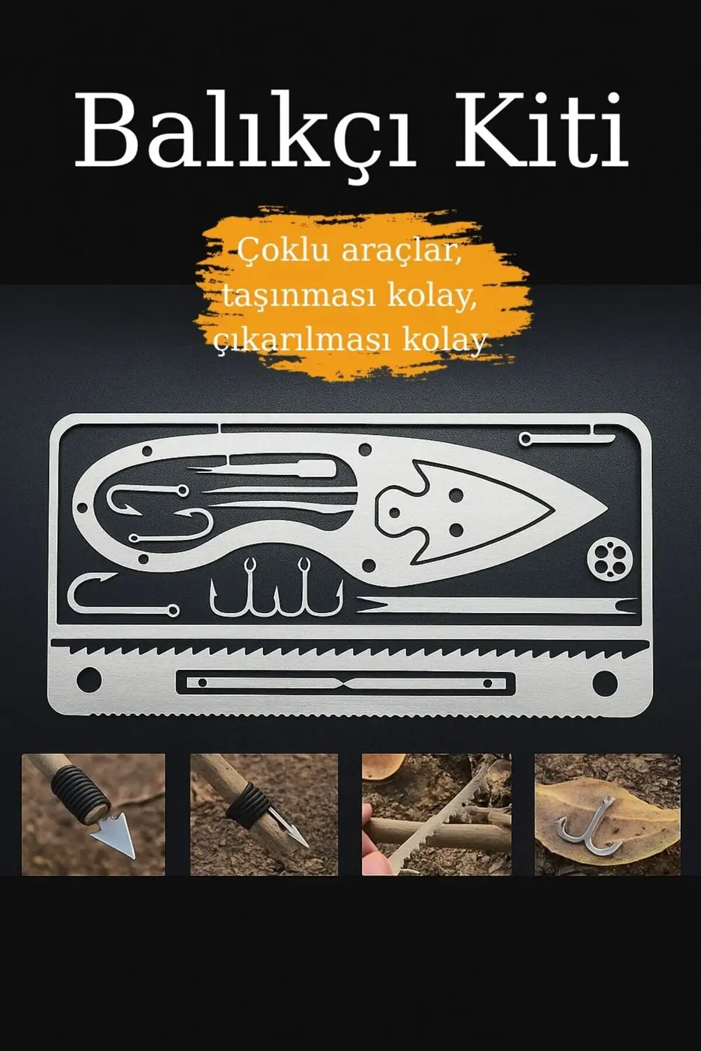 Kredi Kartı Boyutunda Balıkçılık Seti – Çok Fonksiyonlu Kamp ve A