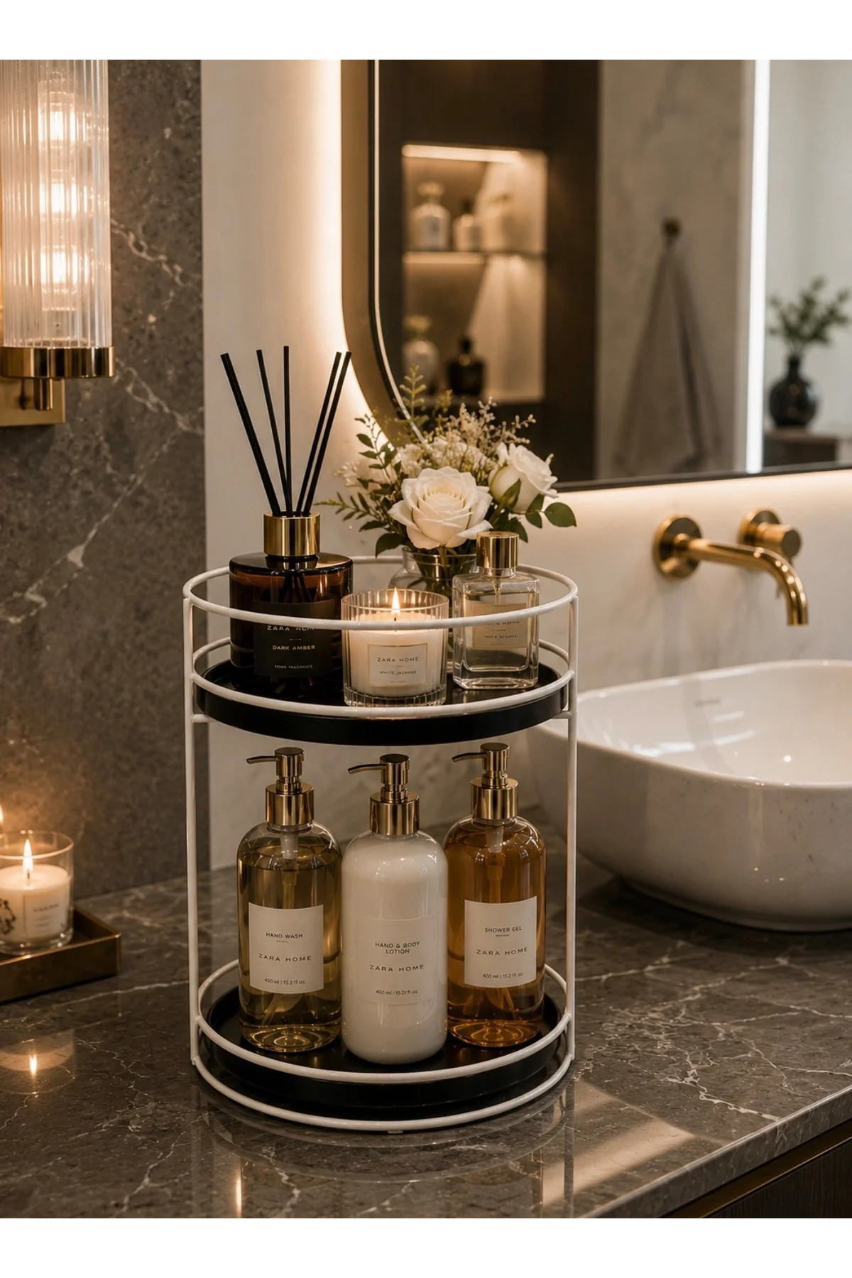 Krem 2 Katlı Banyo Kozmetik Takı Makyaj Düzenleyici ,Çok Amaçlı Organizer ,Servis Sunum Tepsisi Krem 2 Katlı Banyo Kozmetik Takı Makyaj Düzenleyici ,Çok Amaçlı Organizer ,Servis Sunum Tepsisi