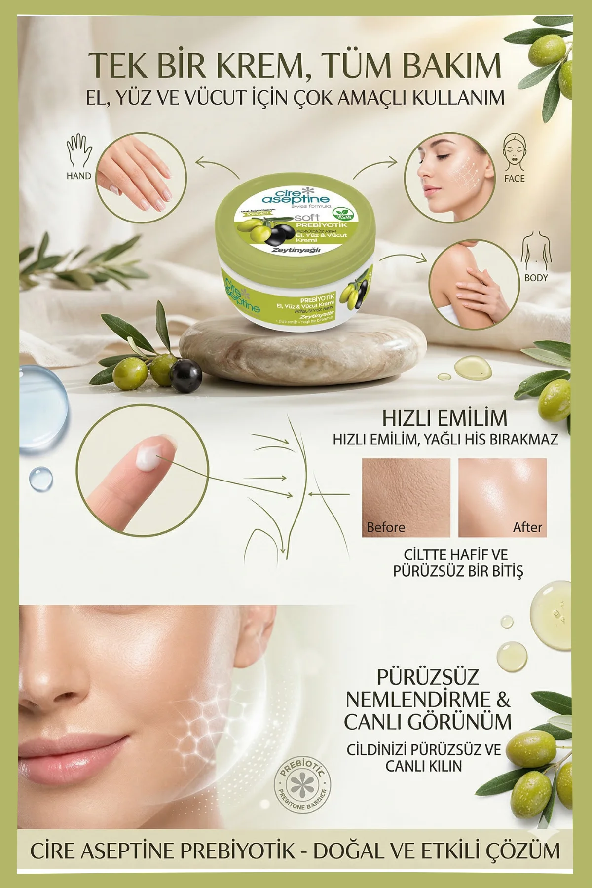 Krem 300ml Prebiyotik Zeytinyağlı