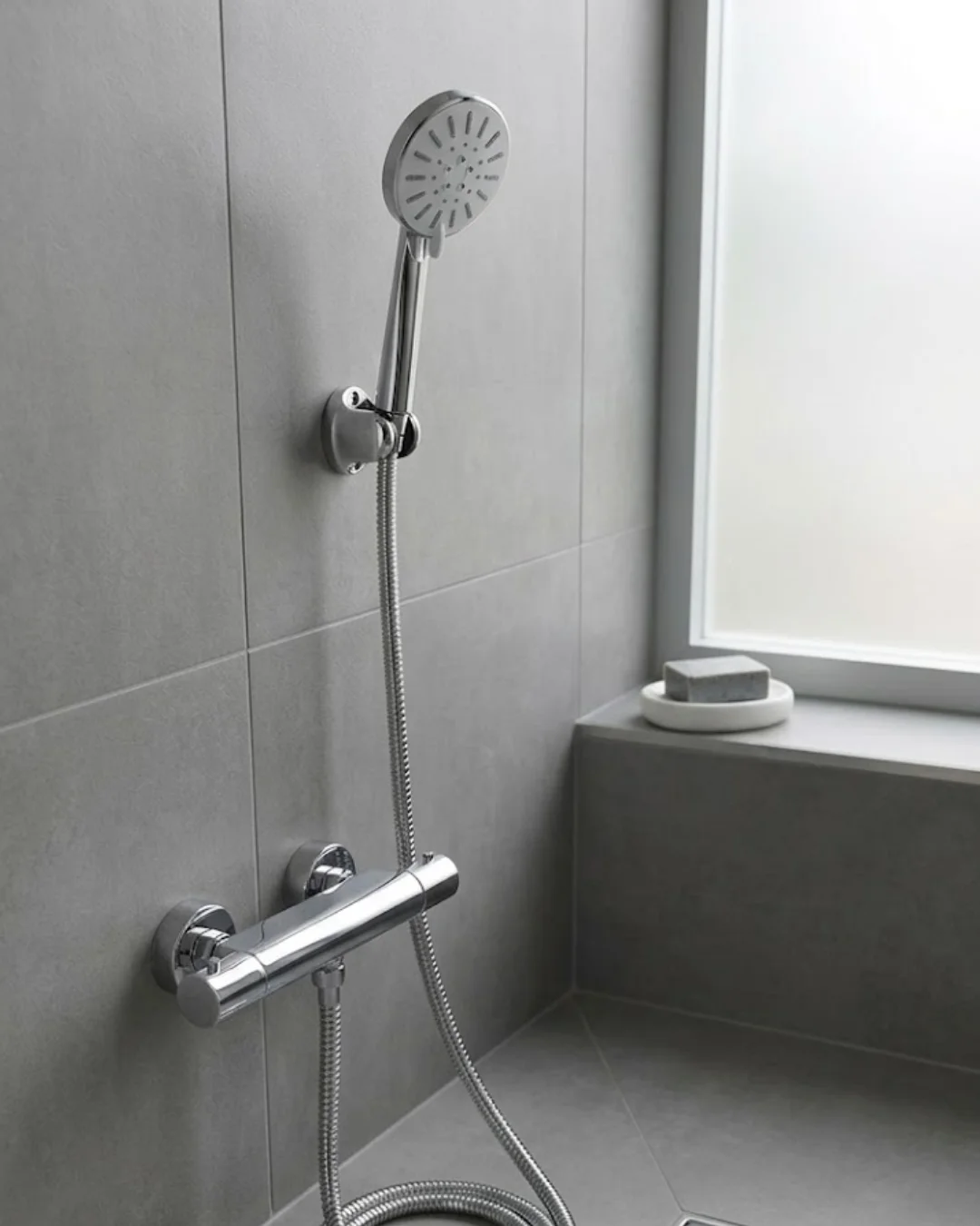 Krem Duş Başlığı Seti 4 Kademeli El Duşu Spiral Hortumlu Banyo Se