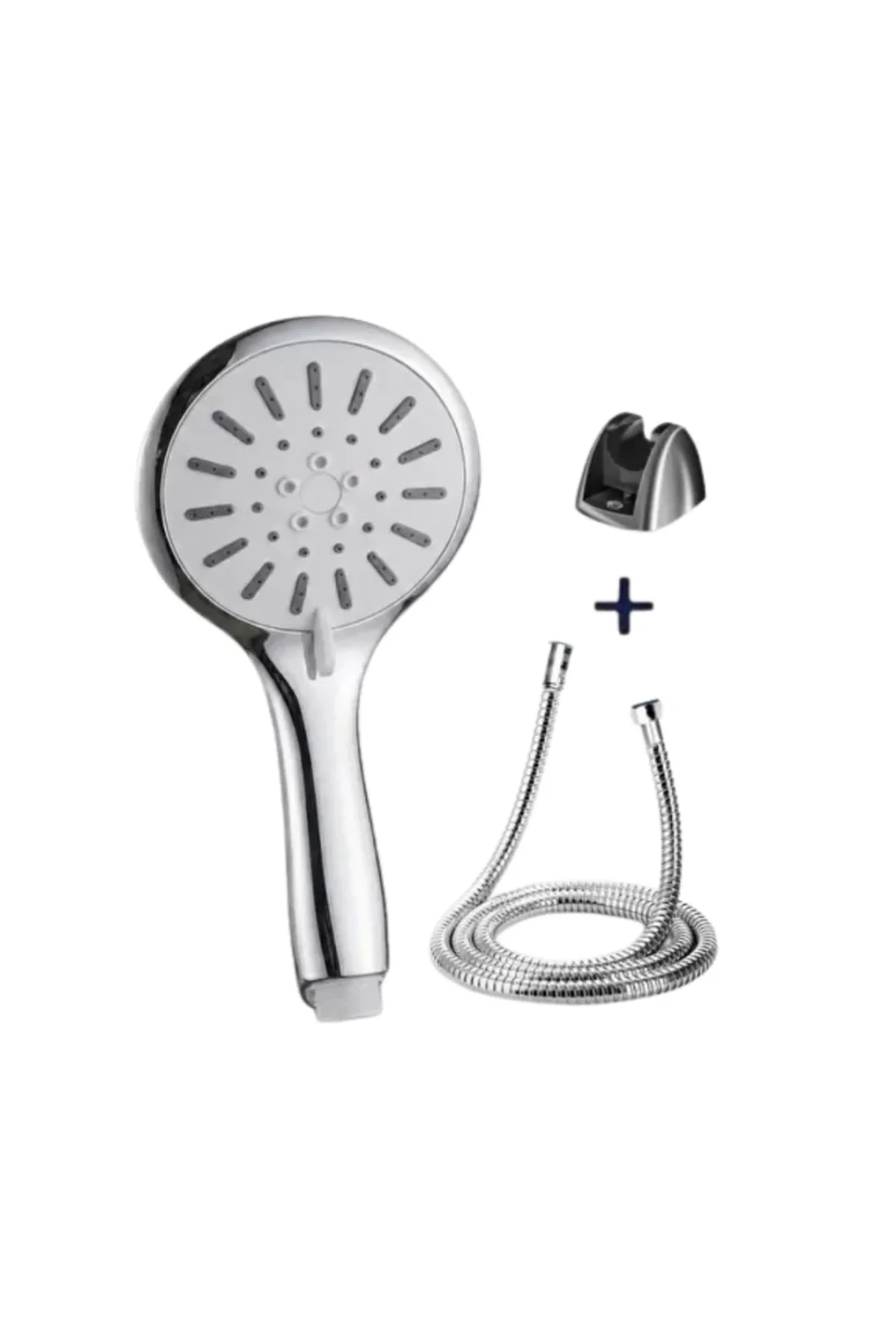 Krem Duş Başlığı Seti 4 Kademeli El Duşu Spiral Hortumlu Banyo Se