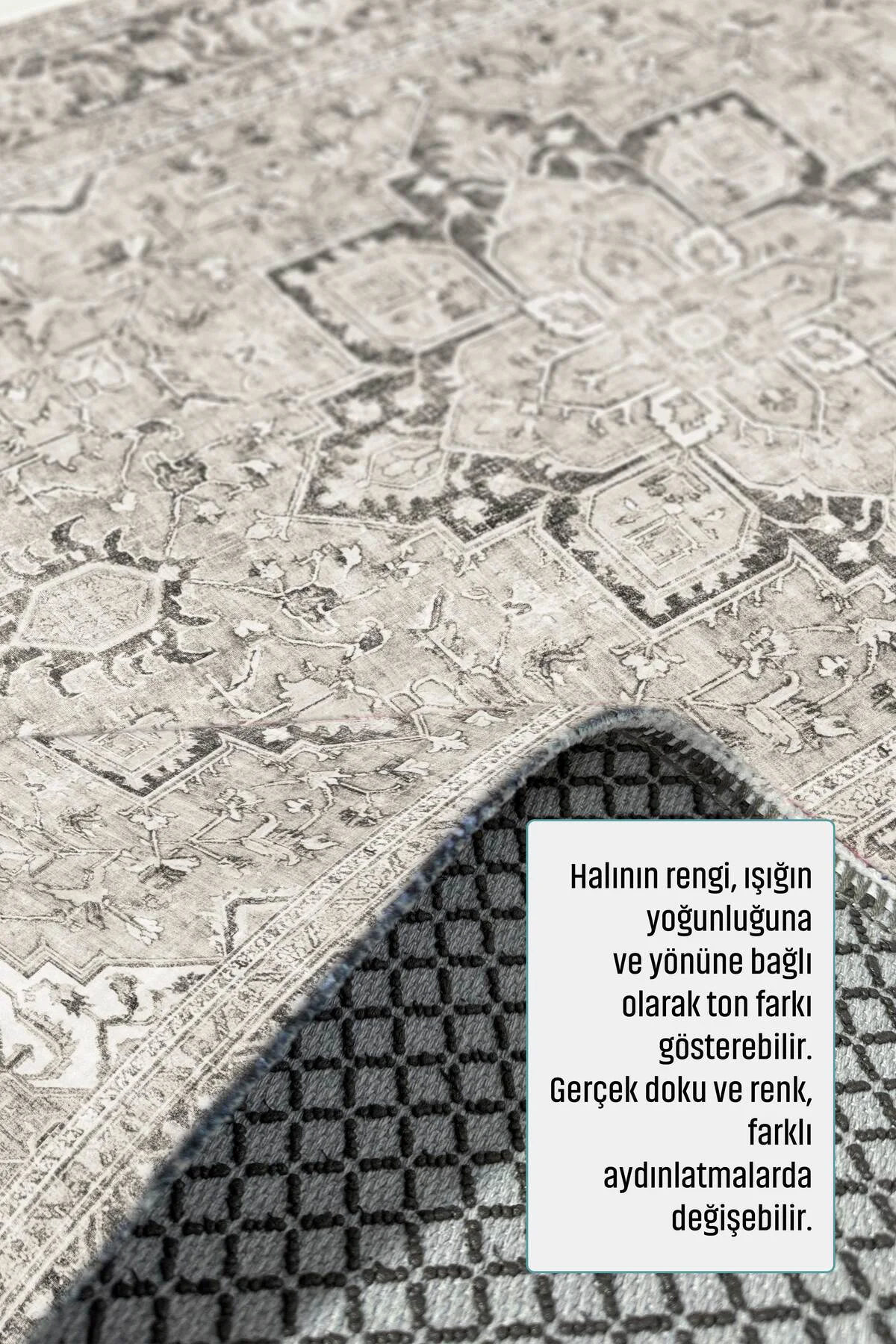 Krem Gri Zara Eskitme Şönil Halı Kilim Yolluk Kaymaz Salon Mutfak