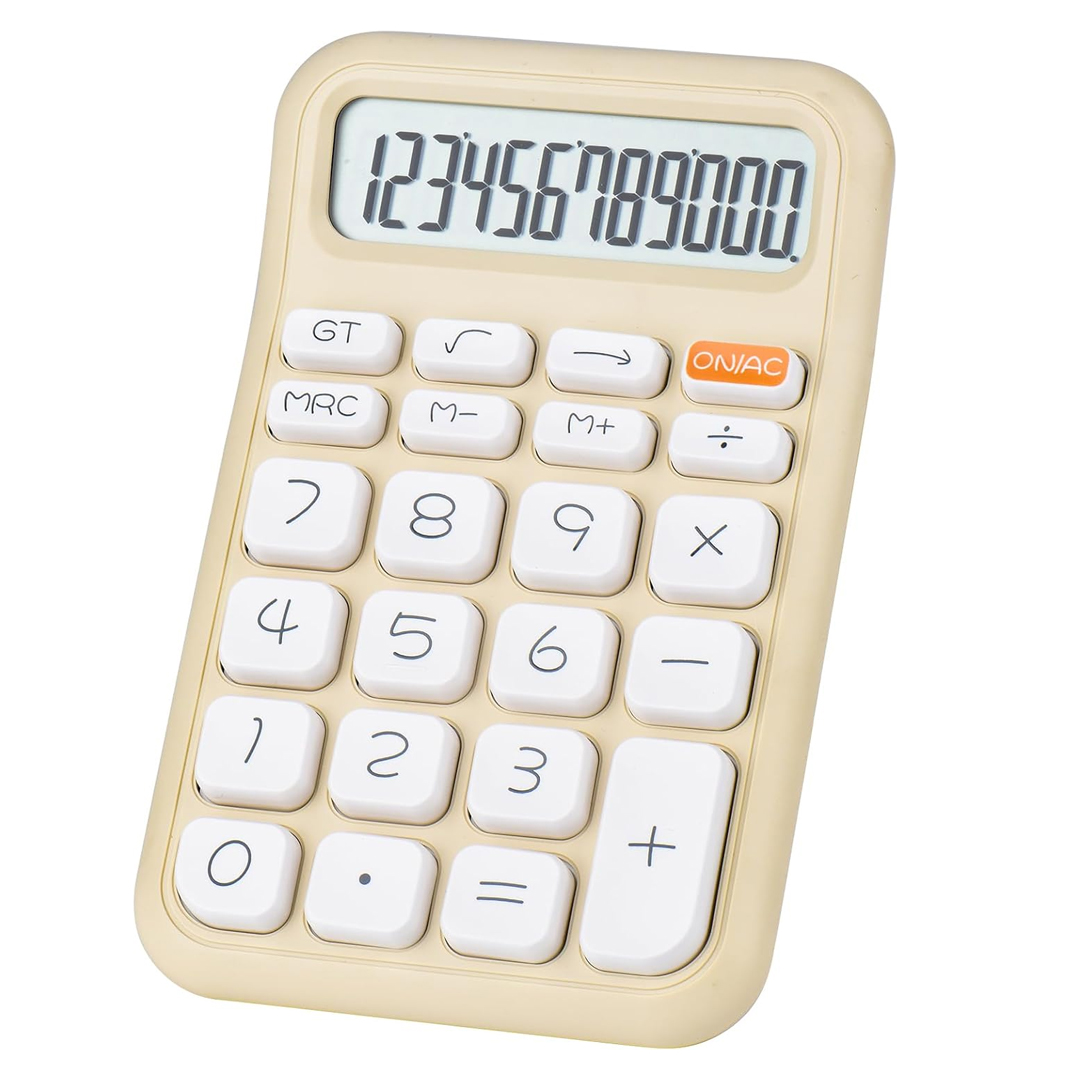 KREM RENK BEYAZ TUŞ 12 HANELİ HESAP MAKİNESİ (4741)