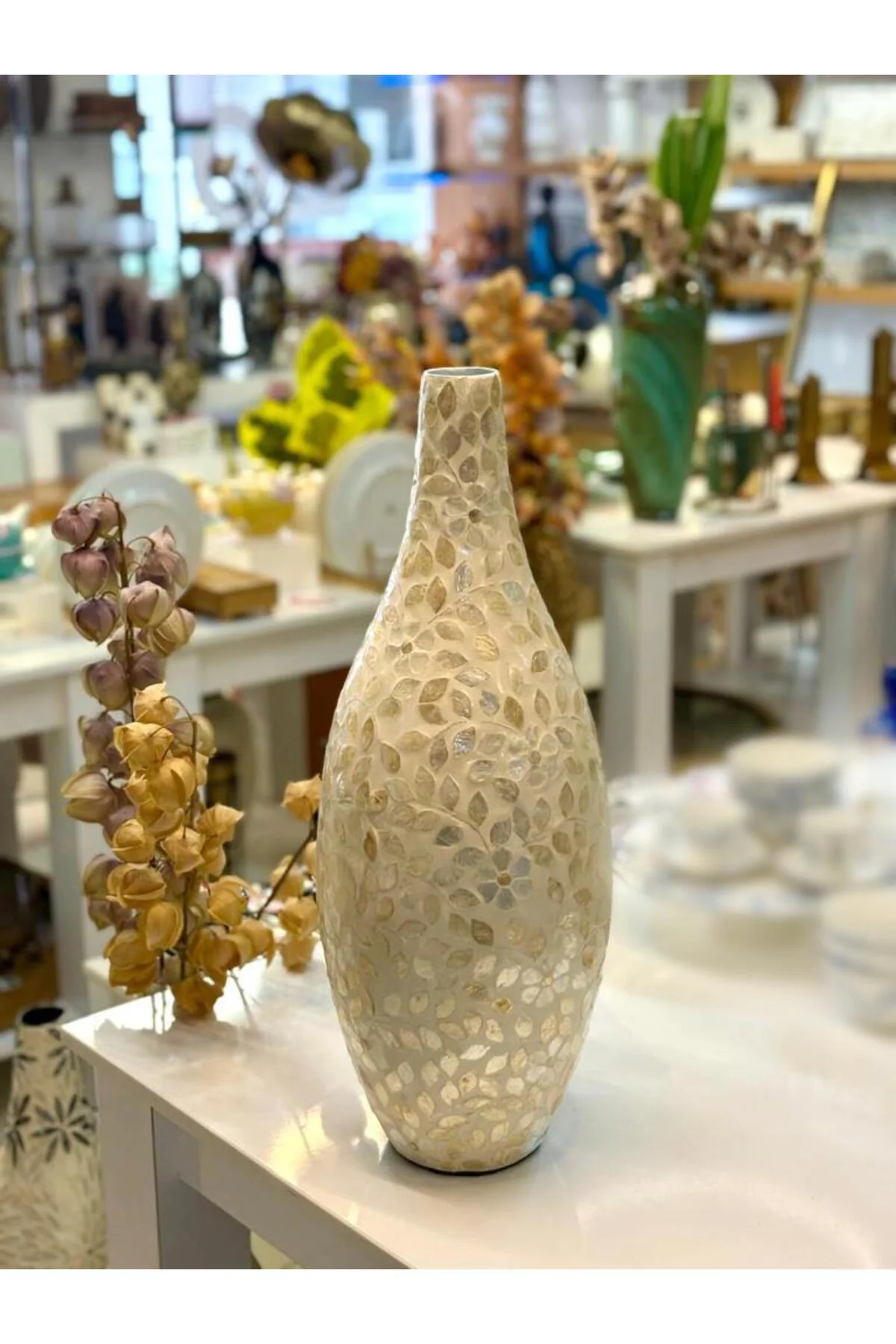 KREM SEDEFLİ VAZO 62CM Fiyatı, Yorumları ve Özellikleri