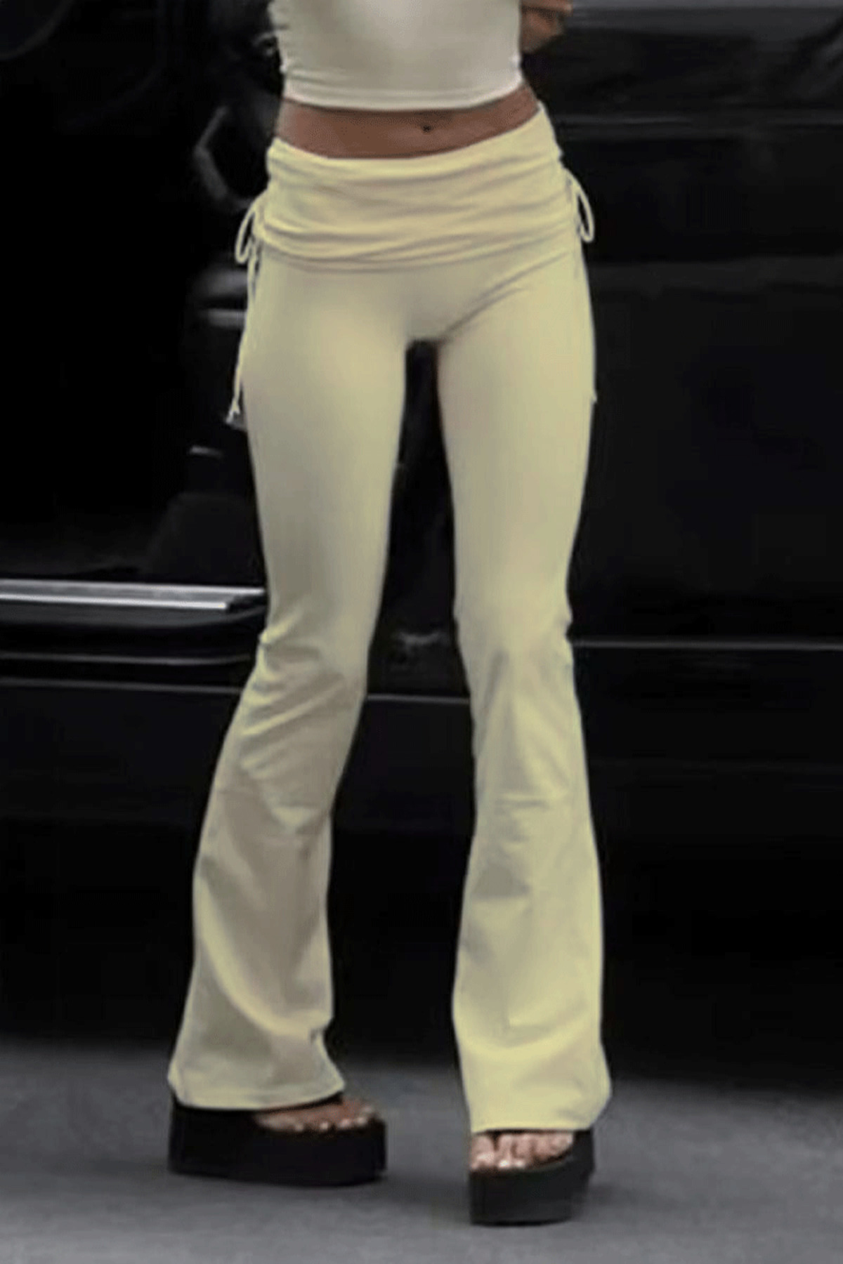 Köstebek Krem Slim Fit İspanyol Paça Y2k Eşofman