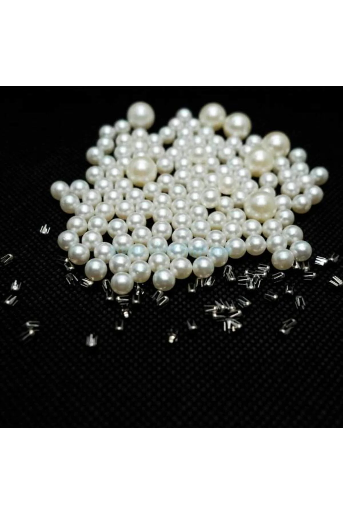 Krem Tam İnci Dökme 100 gram – Çivileriyle 6 mm Krem Boncuk | 100