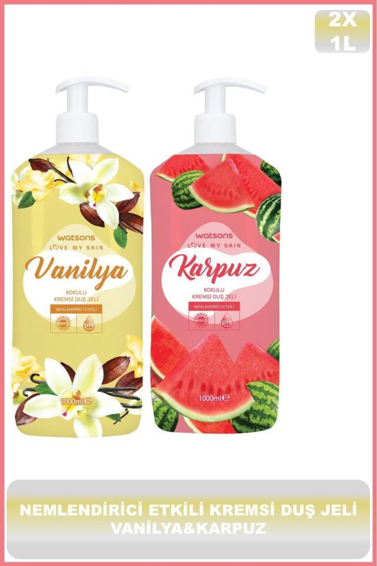Kremli Duş Jeli Vanilya 1L + Kremli Duş Jeli Karpuz 1L