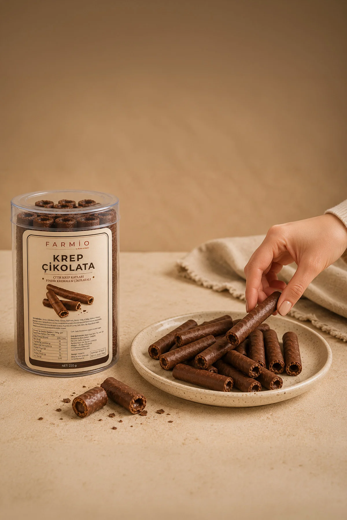 Krep Çikolata 220gr - Çikolata Kaplı Çıtır Rulo Krep Katları Fiyatı, Yorumları ve Özellikleri