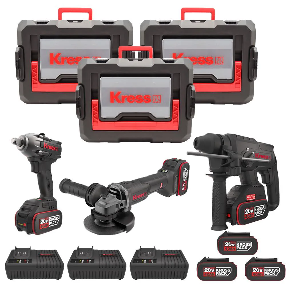 Kress KRKS1 KUB30.2 + KU390.4 + KUH10.2 20Volt/4Ah. 6 Adet Akülü Profesyonel Kombo Set Kress KRKS1 KUB30.2 + KU390.4 + KUH10.2 20Volt/4Ah. 6 Adet Akülü Profesyonel Kombo Set