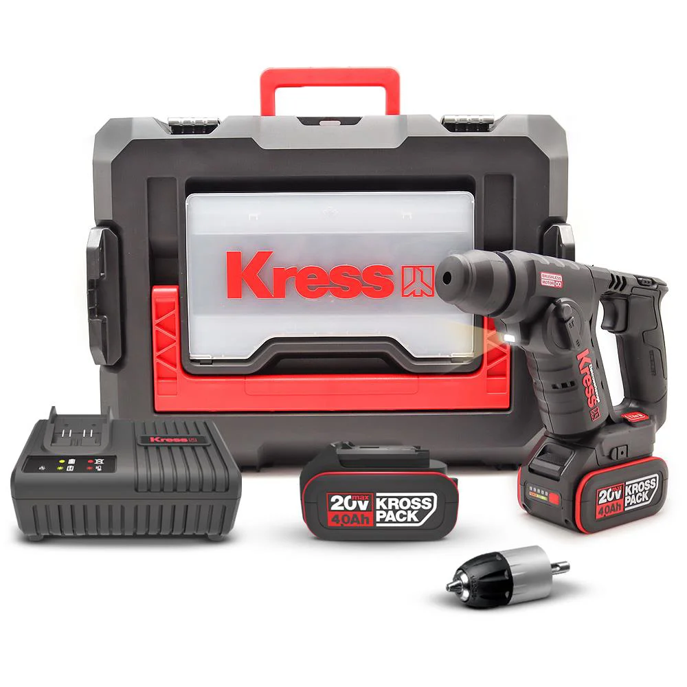 Kress KUC50.2 20Volt/4.0Ah. Li-ion Çift Akülü Kömürsüz 1.7J Profesyonel SDS-Plus Pnömatik Matkap + 10mm Mandren Kress KUC50.2 20Volt/4.0Ah. Li-ion Çift Akülü Kömürsüz 1.7J Profesyonel SDS-Plus Pnömatik Matkap + 10mm Mandren