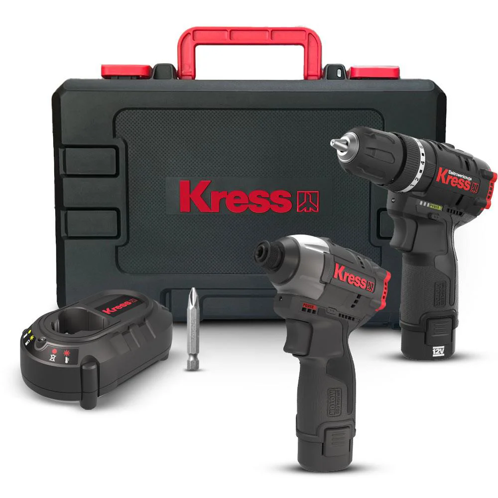 Kress KUG02 12Volt/2.0Ah. Li-ion Çift Akülü Kömürsüz Profesyonel Darbeli Matkap+Darbeli Tornavida Kombo Set Kress KUG02 12Volt/2.0Ah. Li-ion Çift Akülü Kömürsüz Profesyonel Darbeli Matkap+Darbeli Tornavida Kombo Set