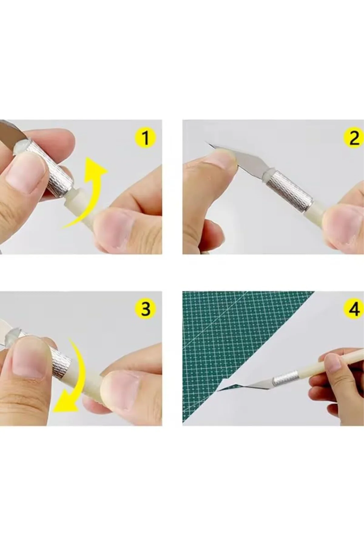 Kretuar Maket Bıçak Seti, 13 Parçalı, Paslanmaz Çelik, Ergonomik Tutamak, Değiştirilebilir U