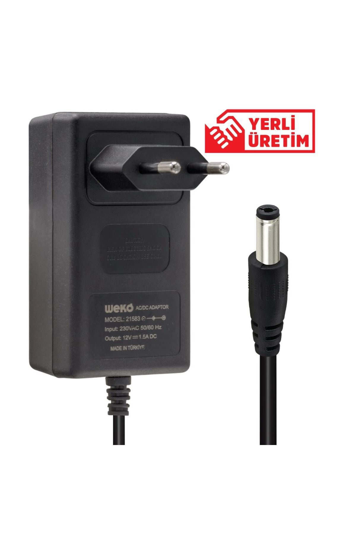 krg 12 Volt - 1.5 Amper 5.5*2.5 Uçlu Yerli Üretim Plastik Kasa Priz Tipi Adaptör New